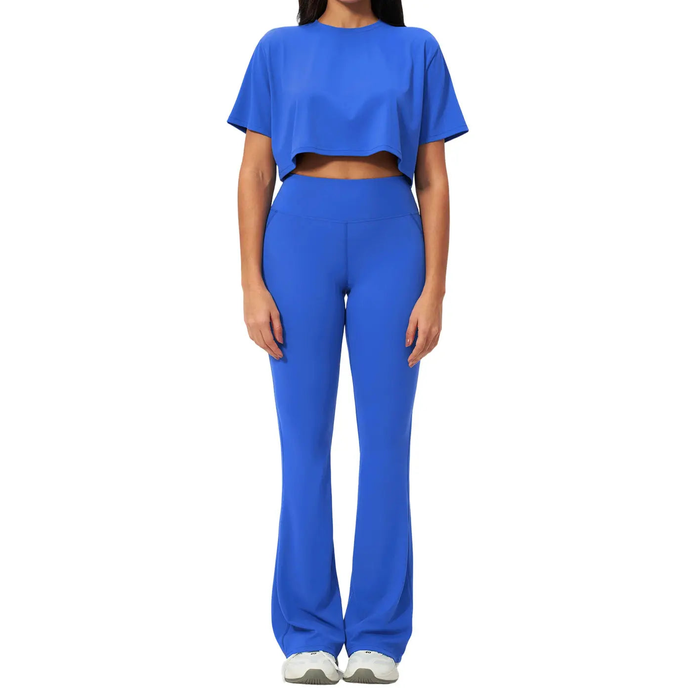 Tenwolf Women’S Yoga Outfit Short Sleeve Set, Form-Fitting Quick-Dry Long Pants Fitness Wear, High-Intensity Sports Set