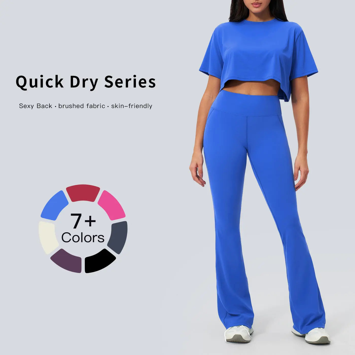 Tenwolf Women’S Yoga Outfit Short Sleeve Set, Form-Fitting Quick-Dry Long Pants Fitness Wear, High-Intensity Sports Set