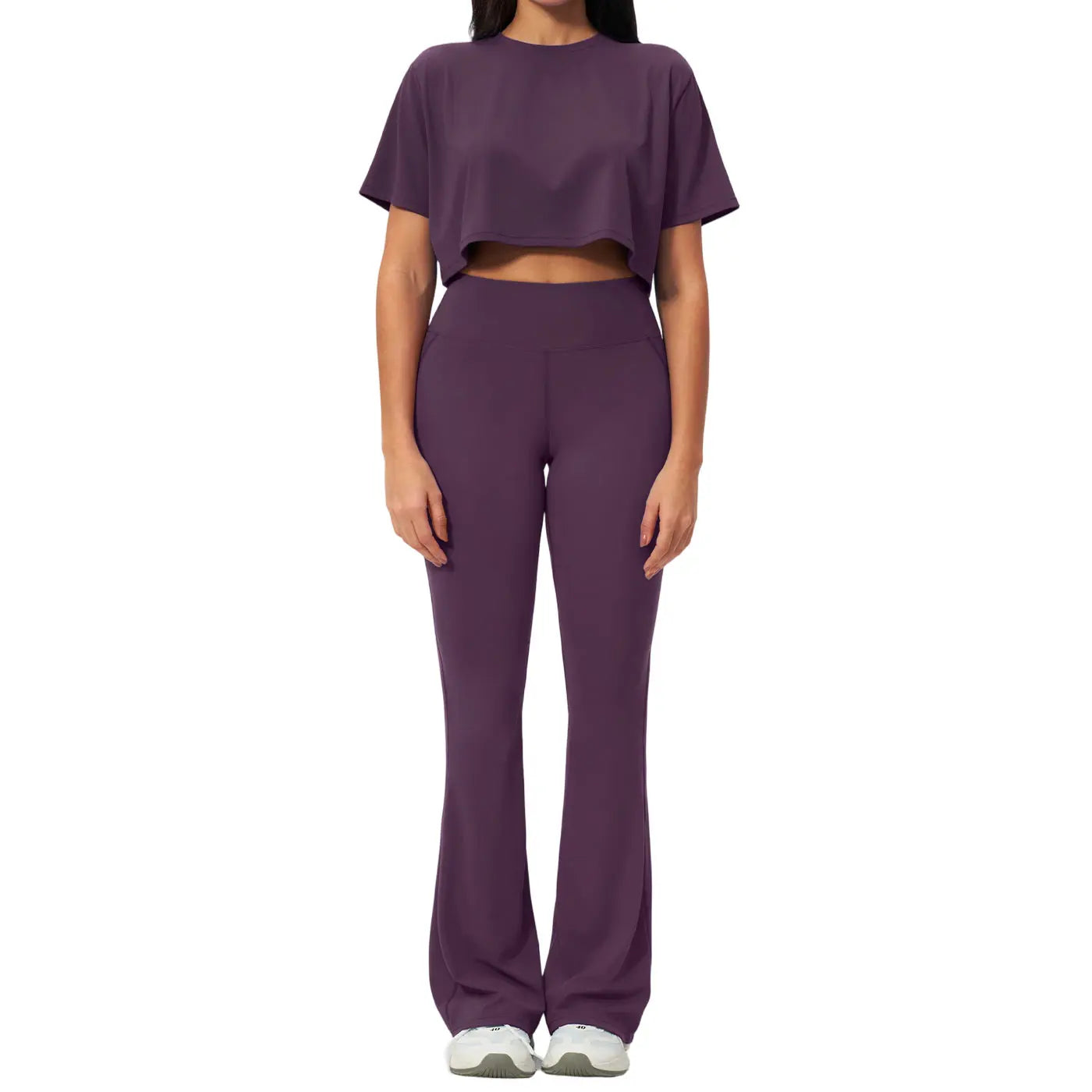 Tenwolf Women’S Yoga Outfit Short Sleeve Set, Form-Fitting Quick-Dry Long Pants Fitness Wear, High-Intensity Sports Set