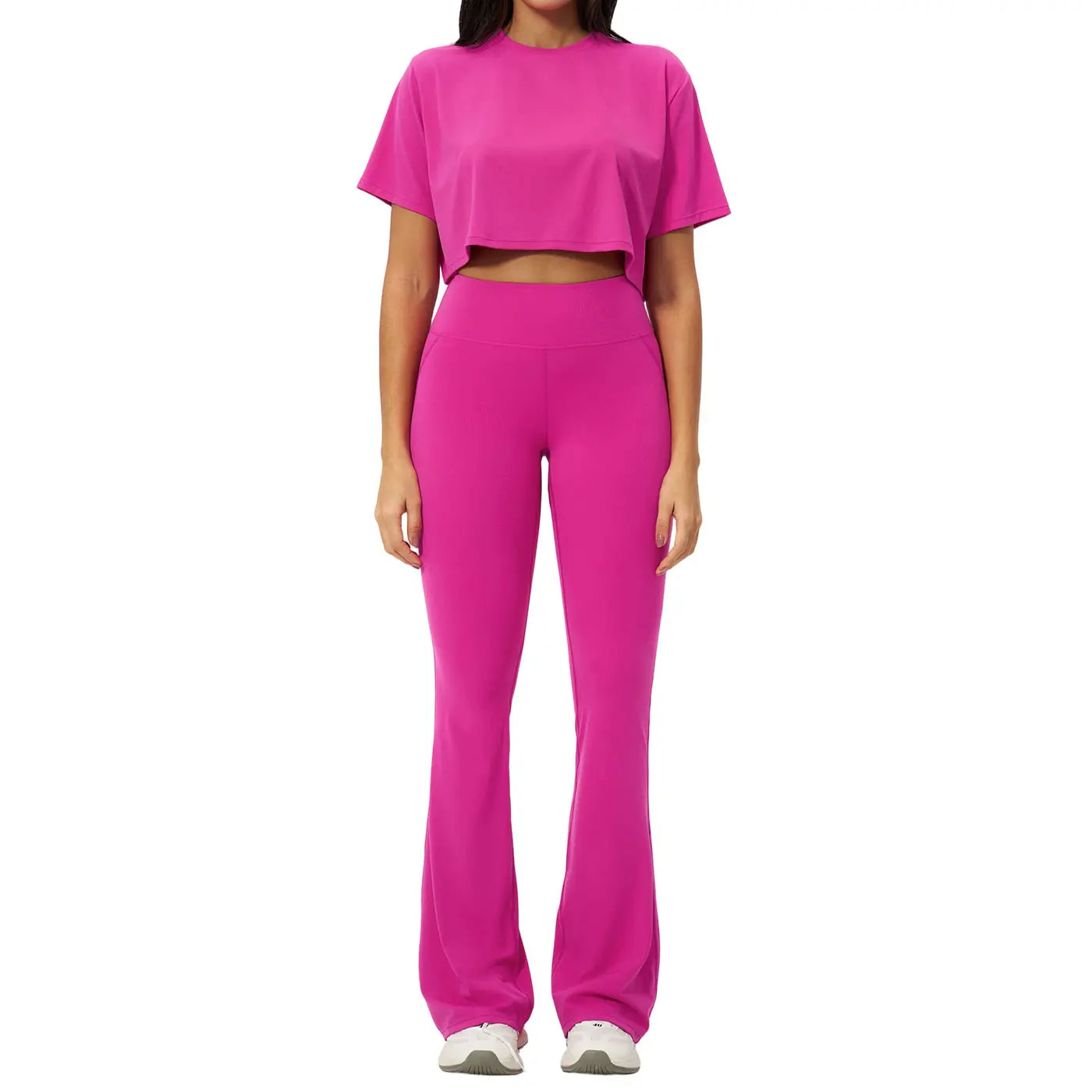 Tenwolf Women’S Yoga Outfit Short Sleeve Set, Form-Fitting Quick-Dry Long Pants Fitness Wear, High-Intensity Sports Set