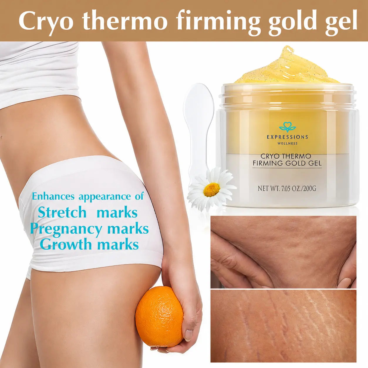 15-Day Fast-Acting anti Cellulite Sculpting & Tightening Burn Gold Massage Cream | Cryo Thermo Cellulite Remover for Legs ,Belly & Arm| Welleness，Refreshing Formula | Unisex Body Contouring Treatment for Men & Women |200 G #Summervibes