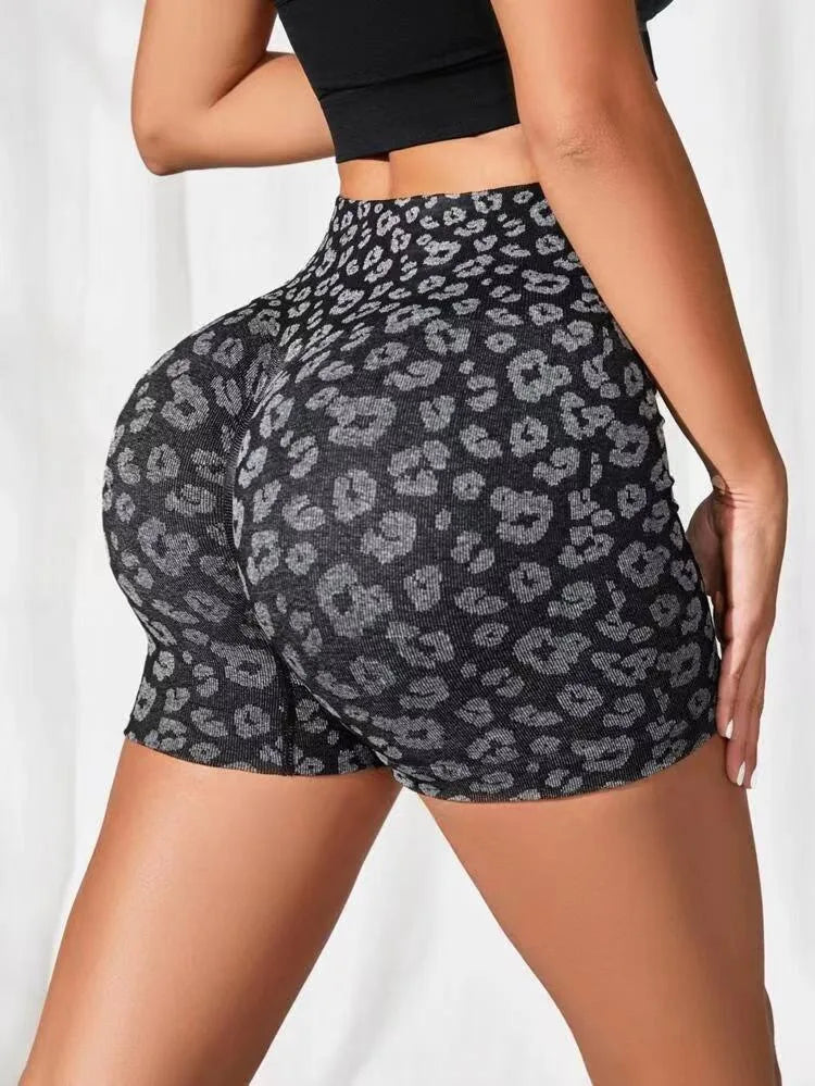 Women's High Waist Leopard Print Yoga Shorts