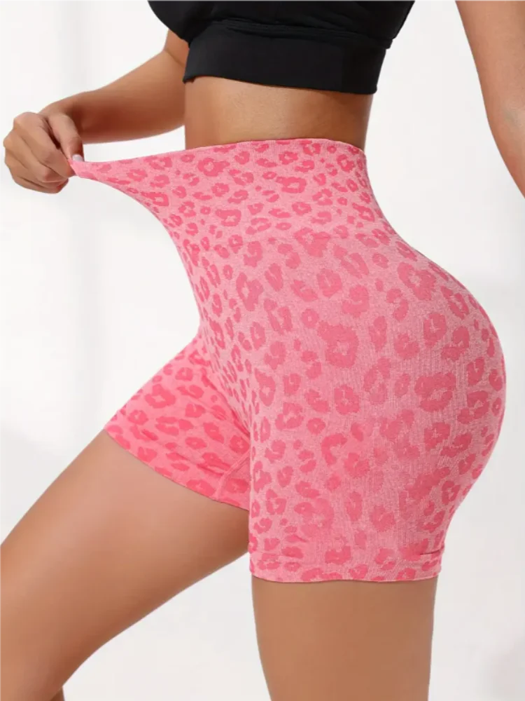 Women's High Waist Leopard Print Yoga Shorts