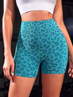 Women's High Waist Leopard Print Yoga Shorts