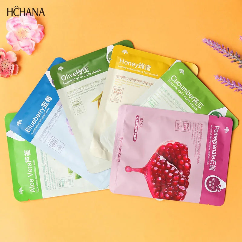 Korean Hydrating Fruit Face Masks — 30 Pcs