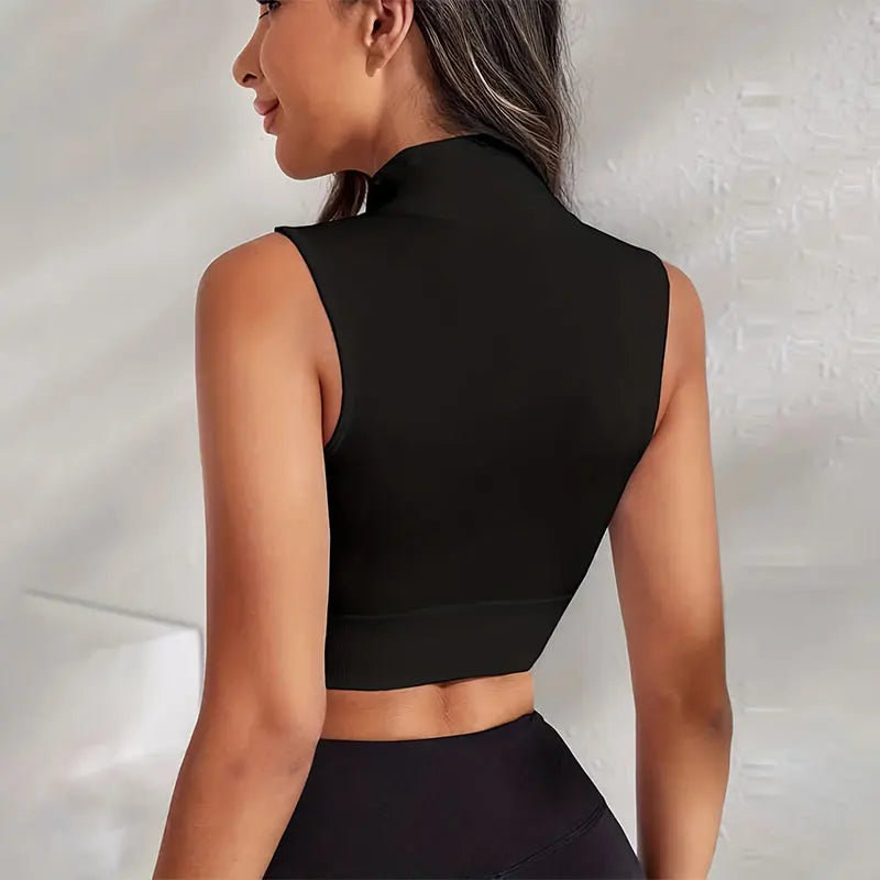 Women's Seamless Zip Sports Bra Tank Top