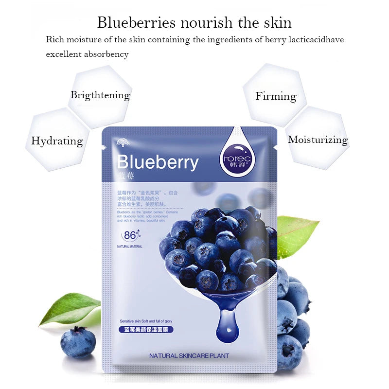 Korean Hydrating Fruit Face Masks — 30 Pcs