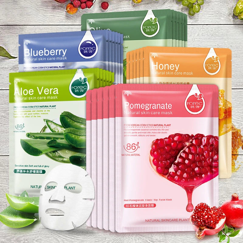 Korean Hydrating Fruit Face Masks — 30 Pcs