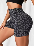 Women's High Waist Leopard Print Yoga Shorts