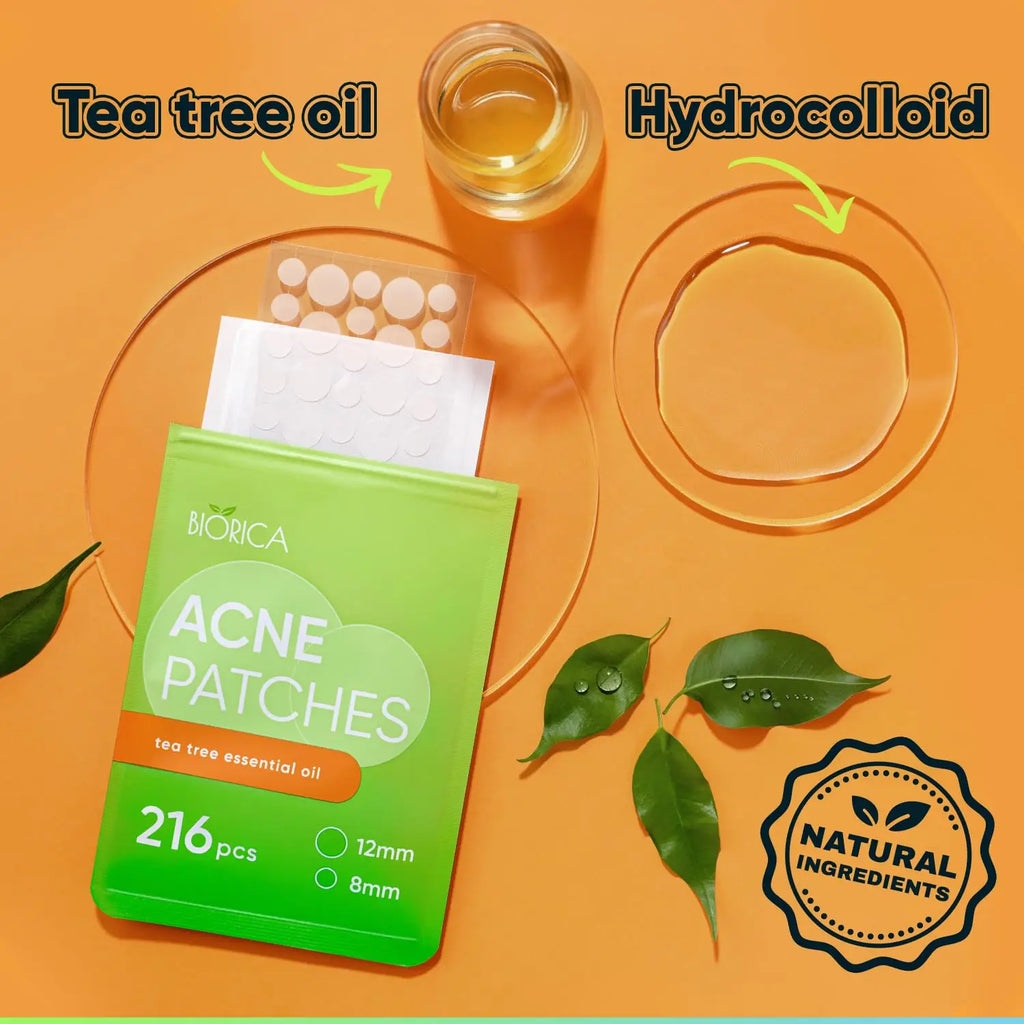 Hydrocolloid Acne Patches with Tea Tree Oil — 216 Pcs