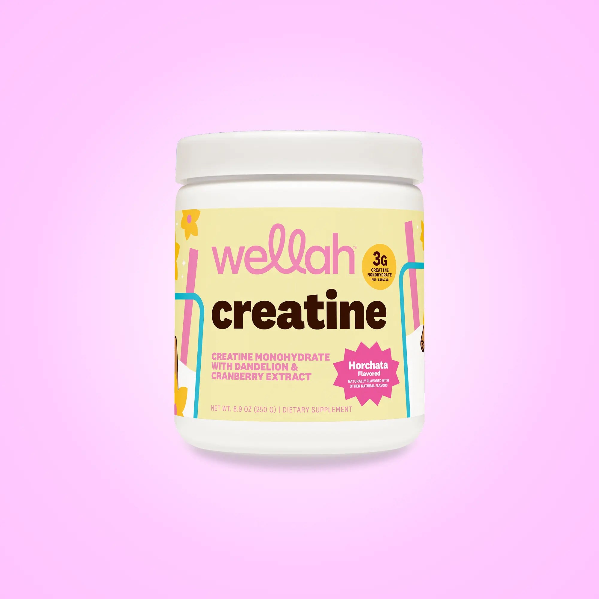 Wellah Nutrition Creatine Monohydrate - 50 Servings, 3G Creatine, Supports Energy, Muscle Recovery & Strength, Cognitive Health Dietary Supplement Powder Fitness