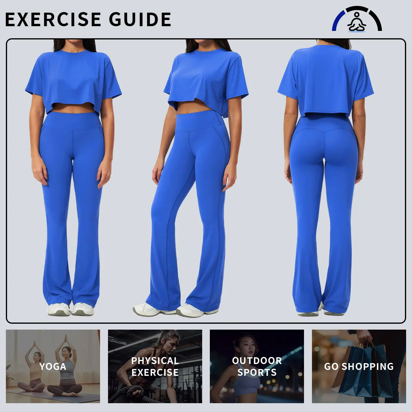 Tenwolf Women’S Yoga Outfit Short Sleeve Set, Form-Fitting Quick-Dry Long Pants Fitness Wear, High-Intensity Sports Set