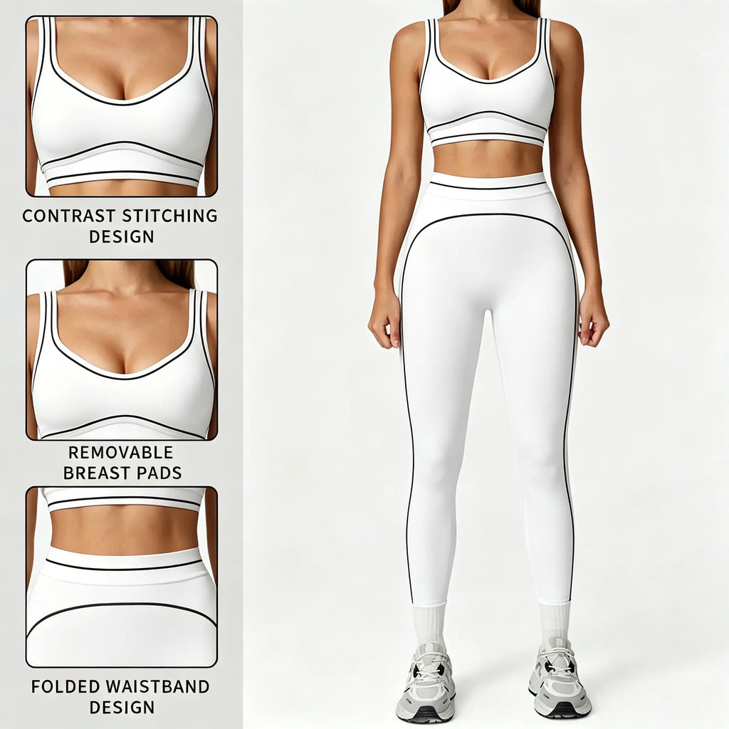 Women'S Two-Piece Sports Suit, Comfortable Activewear, Suitable for Fitness and Gym, Everyday Sportswear, Summer Sportswear, Yoga Pants, Sporty Casual Seamless Design Clothes Gamis Top Top