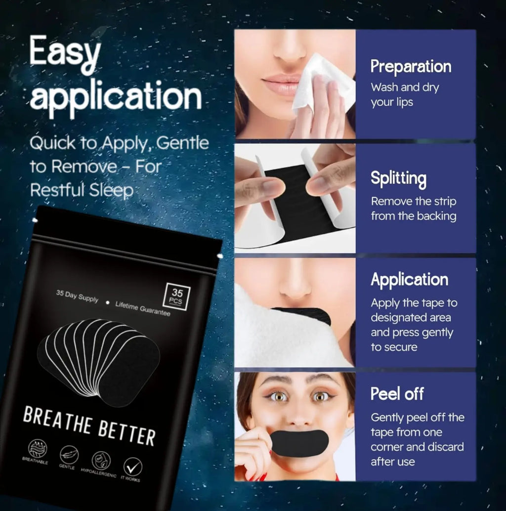 30 Packaging Upgrade 35 Packaging Super Breathable Mouth Sticker，Ultra Breathable Mouth Tape One Month Supply 35 Strong Adhesive Sleep Strips, Enhanced Lip Fit for Maximum Comfort, Sport Accessories for Better Sleep